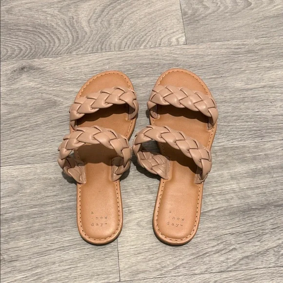 A New Day Tan Braided Slide Sandals - Picture 1 of 3